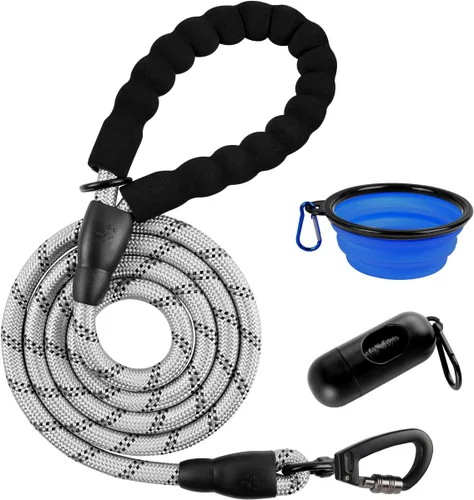 Miniatura 41 de BARKBAY Correas de perro para perros grandes, correa resistente de 4/5/6 pies con cómodo mango acolchado e hilos altamente reflectantes para perros