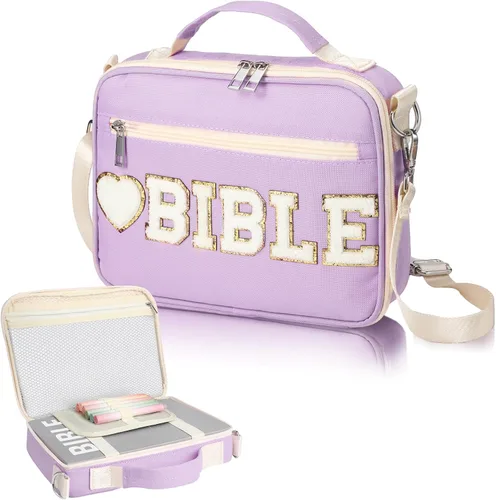 Miniatura 8 de Silkfly Blue End of Years - Funda de regalo de graduación para la Biblia, bolsa grande de felpilla con correa para el hombro, bolsa de mano