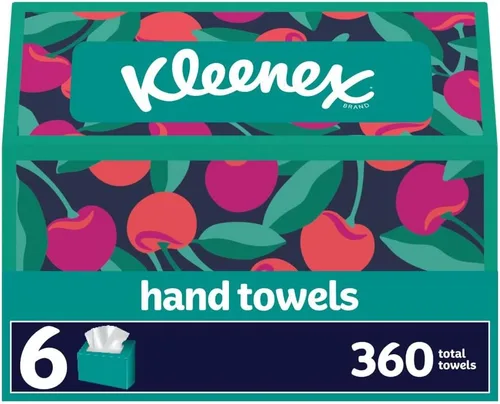 Kleenex Toallas de papel desechables para manos, 6 cajas, 60 toallas por caja (360 toallas en total), el empaque puede variar