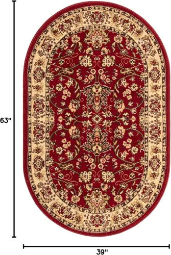 Miniatura 2 de Unique Loom Sialk Hill Collection - Alfombra de área - Washington (3 pies 3 pulgadas x 5 pies 3 pulgadas, ovalada borgoña/crema)