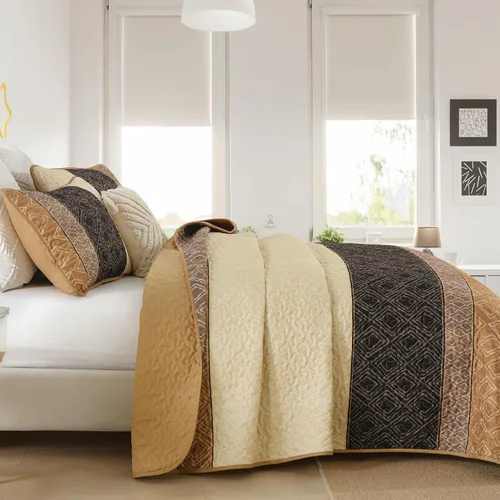 Miniatura 4 de Cottolester Juego de edredón de otoño de 2 piezas, tamaño individual, colcha de retazos a rayas marrones para hombres y mujeres, juego de ropa