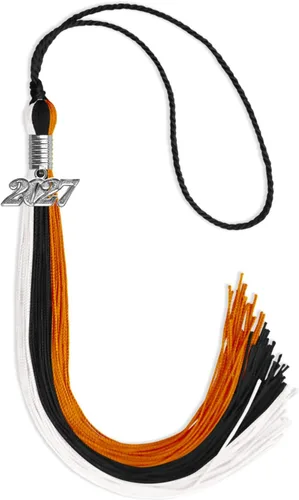 Miniatura 98 de Endea Graduation Borla de triple color con gota de fecha plateada (negro/dorado/granate, 2020)