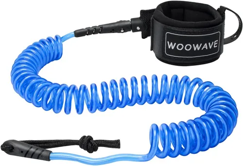 Miniatura 9 de WOOWAVE Correa SUP de 11 pies en espiral para tabla de remo para tabla de surf, correa de tobillo con funda impermeable para billetera/teléfono
