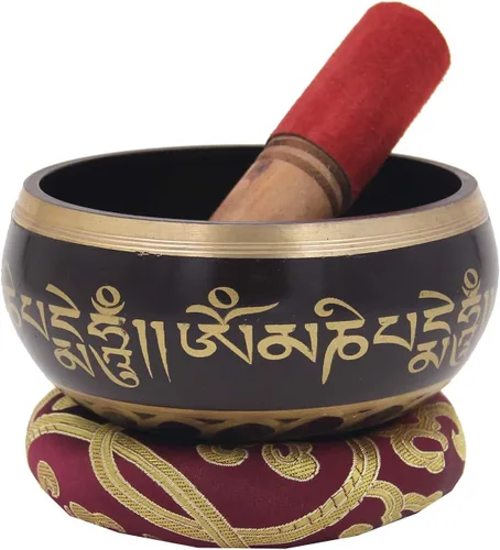 Miniatura 22 de DharmaObjectsGorgeous 8 Símbolos de la Suerte para meditación, Plato cantante / cojín / mazo, Negro, S