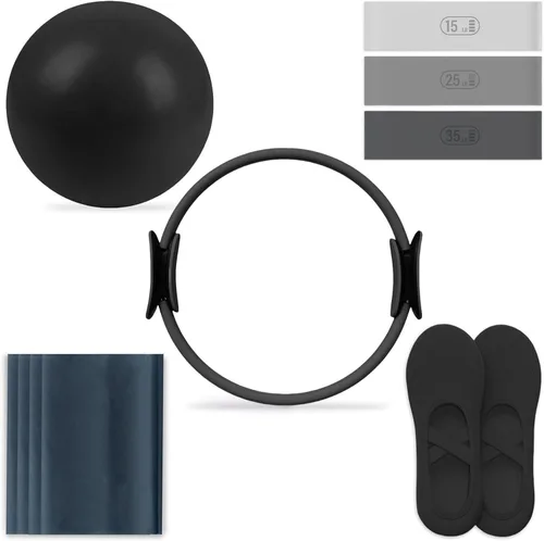 Kit esencial de pilates – Juego de equipo de pilates para el hogar – con anillo de pilates tonificante y bandas de resistencia largas y bandas de
