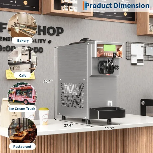 Miniatura 2 de Máquina comercial de helado suave, máquina de helado de servicio suave con pantalla LED, autolimpieza, equipo de alta productividad