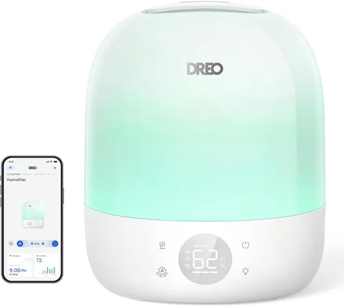 DREO Humidificadores para dormitorio, tiempo de funcionamiento máximo de 30 horas, luz nocturna RGB y entrenador de sueño, humidificador de niebla