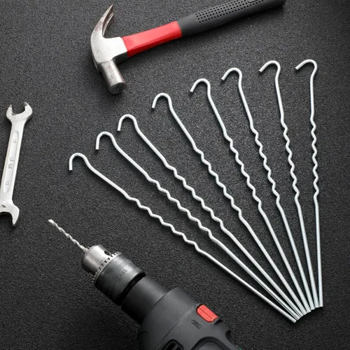 Miniatura 5 de Cindeer 60 estacas de metal torcido para tienda de campaña de 12 pulgadas, ganchos de metal para valla de jardín, clavijas a prueba de excavación
