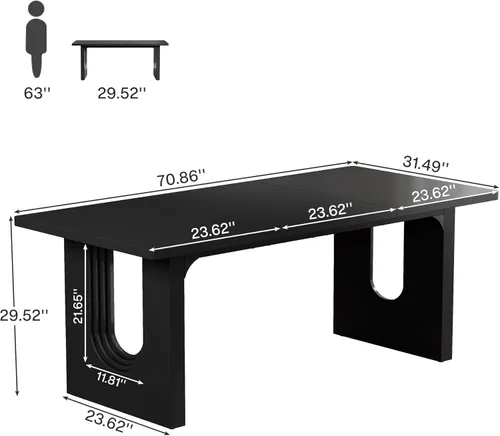 Miniatura 7 de Tribesigns Mesa de Comedor Moderna para 6 Personas, Mesa Grande de Comedor de Cocina de 71 pulgadas con Base de Pedestal de Madera, Mesa de Cena