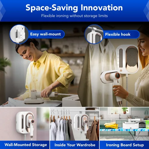 Miniatura 9 de Gearwiz Plancha de estación de vapor 2 en 1, vapor turboalimentado de 1550 W para ropa, calentamiento de 30 segundos, vapor de 3 niveles y planchado
