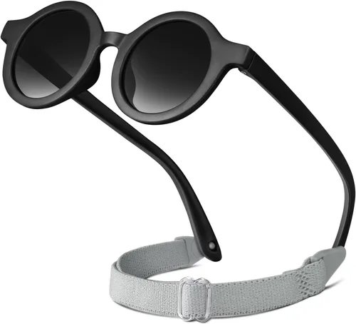 RIVBOS RBK068 - Gafas de sol polarizadas UV400 para bebé, marco suave con correa segura para bebés y recién nacidos (0-24 meses)