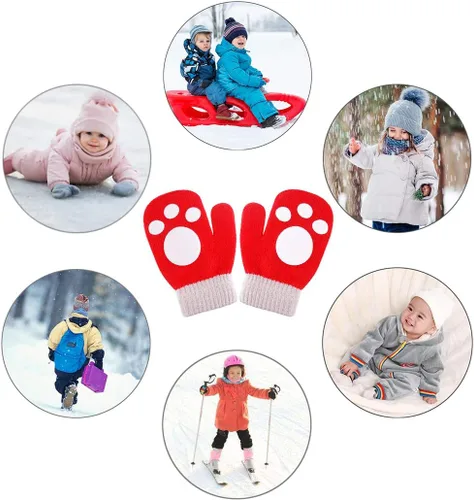 Miniatura 6 de Guantes para niños, guantes elásticos mágicos, 8 pares, antideslizantes para niños, guantes de invierno de punto para niños y niñas