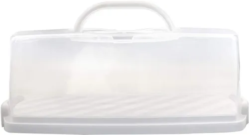 Miniatura 8 de Panera portátil con asa, contenedor de plástico rectangular para almacenamiento de alimentos, cúpula translúcida de 13 pulgadas para pasteles