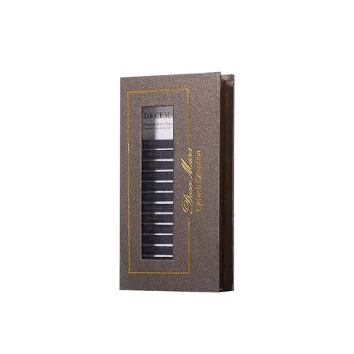 DeceMars Extensiones de pestañas elipse planas de 0.010 in, rizo D, 0.472 in, negro mate, pestañas individuales suaves y ligeras, para uso en salón