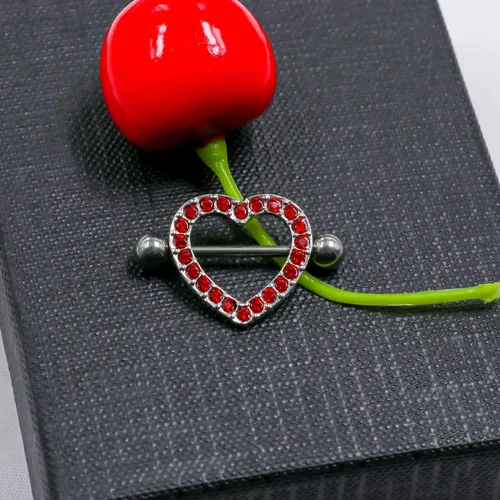 Miniatura 4 de FLOGWE 2 7 pares de anillos de pezón de corazón de calibre 14 de acero inoxidable lindo piercing de pezón joyería de pezón barbells CZ pezón joyería