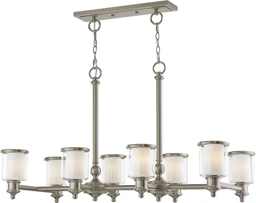 Miniatura 5 de Livex Lighting 40208-91 - Lámpara de araña lineal de transición con ocho luces de Middlebush Collection en Pwt, Nckl, B/S, Slvr. acabado, 41.75