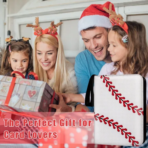 Miniatura 6 de Carpeta de tarjetas de regalo de béisbol con mangas, 9 bolsillos, doble cara, 50 fundas extraíbles, 900 tarjetas coleccionables, colección de Blanco