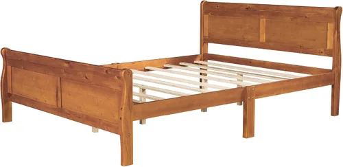 Miniatura 6 de Harper & Bright Designs Base de cama individual de madera maciza para niños, marco de cama de plataforma individual con cabecero, estribo, soporte