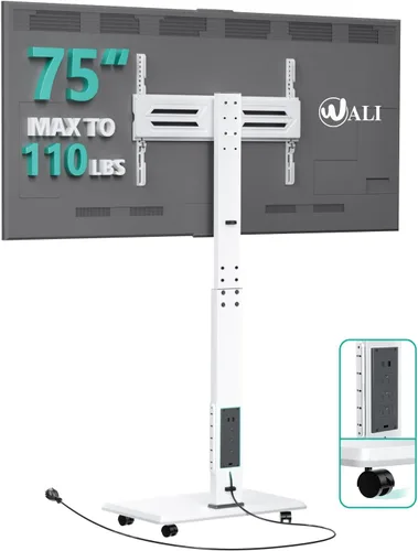 Miniatura 16 de WALI Soporte de TV rodante con manivela de mano, soporte de televisión alto móvil con ruedas para televisores de 30 a 70 pulgadas de hasta 110