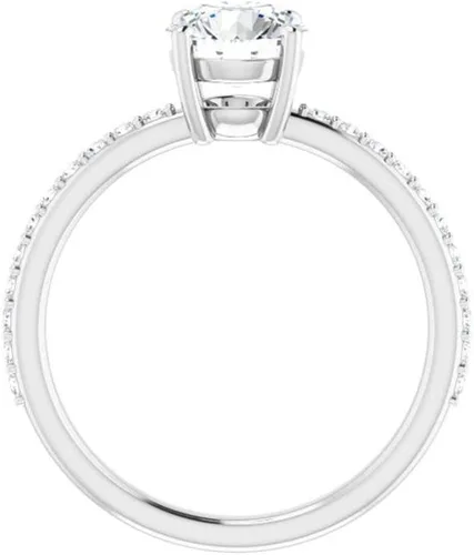 Miniatura 2 de Rivaan Jewel - Anillo de compromiso de moissanita de oro blanco macizo de 10 quilates, hecho a mano, anillo de compromiso de 1.0 quilates, corte