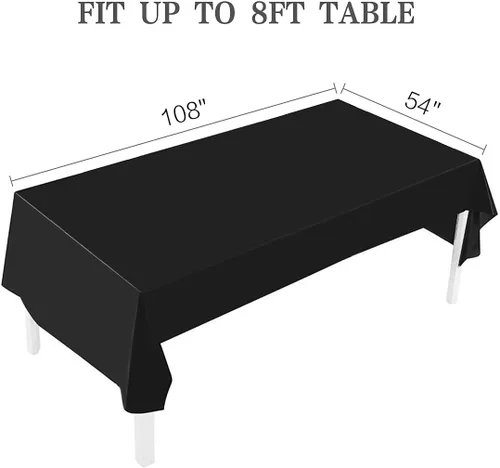 Miniatura 2 de 2 Empaques Mantel de Plástico Negro, 54 pulgadas x 108 pulgadas Cubierta de Mesa Rectangular Desechable para Fiestas, Adecuado para Cumpleaños