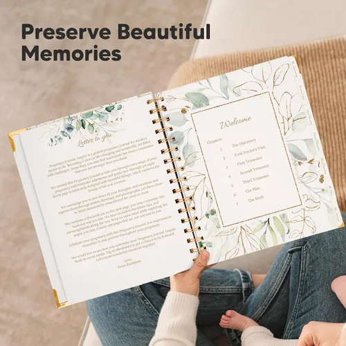 Miniatura 8 de Diario de embarazo para regalos de madres primerizas - Libro de recuerdos de embarazo de tapa dura de 90 páginas, hermoso y lindo recuerdo de libro