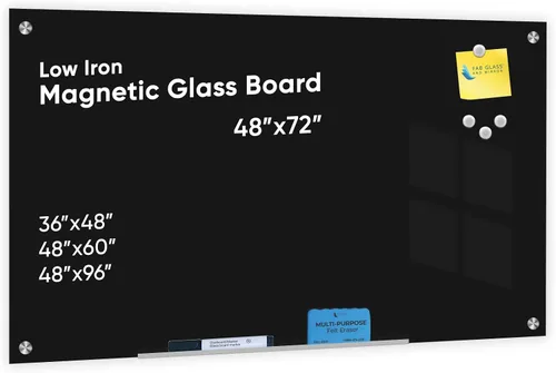 Miniatura 17 de Fab Glass and Mirror - Pizarrón magnético de vidrio con borrador, Negro