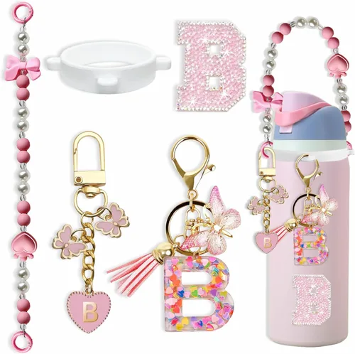 Miniatura 46 de Lindo Juego de Dijes de Letras para Botella de Agua Owala de 24oz, 32oz, 40oz, Owala Kids y Vaso de Café, FreeSip – Incluye Correa con Asa, para Rosa