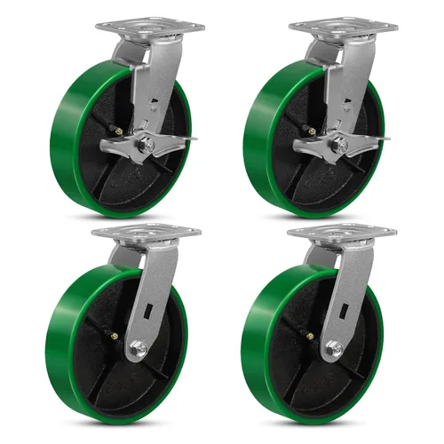 Miniatura 70 de Ruedas giratorias, ruedas industriales de 4 pulgadas resistentes, poliuretano en rueda de acero, ruedas giratorias de placa superior