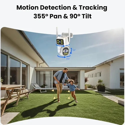 Miniatura 3 de Cámaras de seguridad inalámbricas para exteriores, cámaras WiFi de doble lente para seguridad del hogar, alarma de luz de seguimiento automático