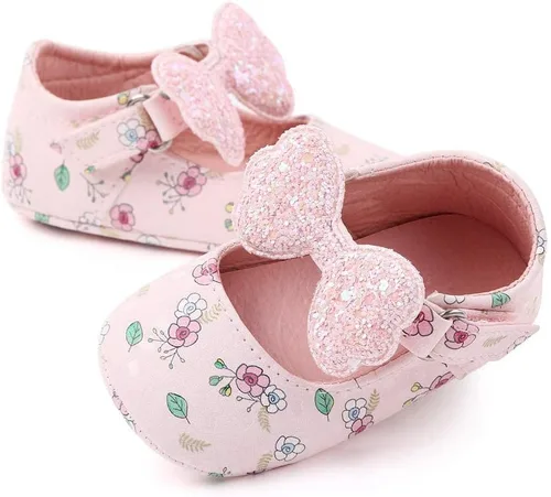 Miniatura 4 de Meckior - Zapatos de vestir para bebé y la princesa niña, hechos a mano, para niños y niñas, de cuero sintético, antideslizante, para cuna