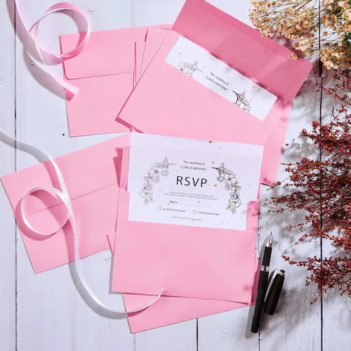 Miniatura 3 de Sobres de invitación, paquete de 100 sobres de 5 x 7 pulgadas, sobres A7 para invitaciones, color rosa, 5 1/4 x 7 1/4 pulgadas Rosado