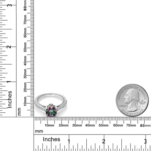 Miniatura 6 de Gem Stone King Anillo de compromiso de plata de ley 925 con piedra natal de 0.276 in y zafiro blanco creado Anillo de compromiso de boda