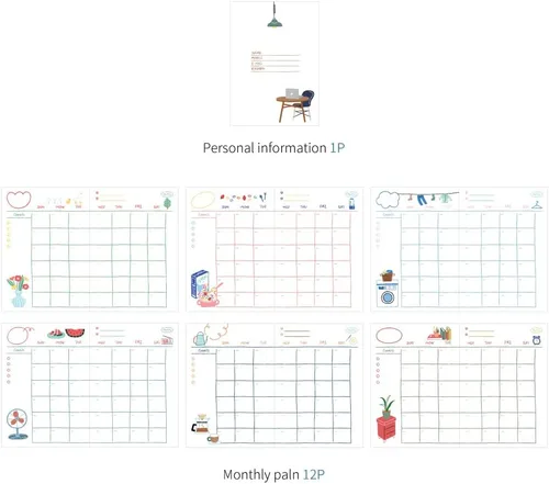 Miniatura 3 de Monolike Ordinary Days Diary Planificador de 6 Meses, Green day - Planificador Académico, Planificador Semanal y Mensual, Organizador