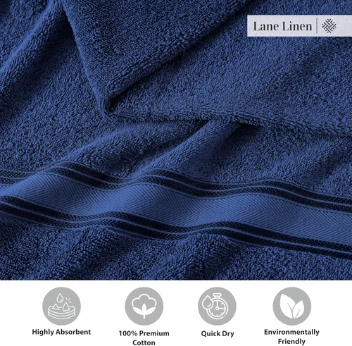 Miniatura 6 de LANE LINEN Juego de 4 toallas de baño 100% algodón (35 x 66 pulgadas), juego de toallas de baño extragrandes de algodón sin torsión, secado rápido