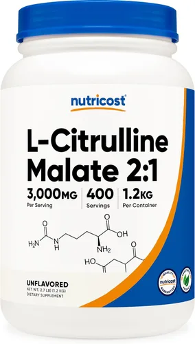 Miniatura 13 de Polvo de L-citrulina Nutricost L-Citruline Malate, 1