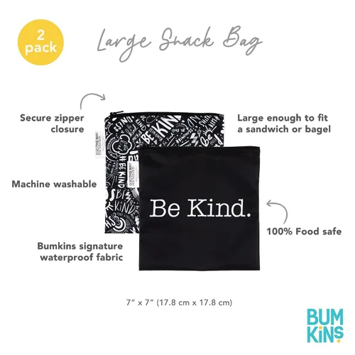 Miniatura 5 de Bumkins Bolsas reutilizables para sándwiches y aperitivos, para el almuerzo escolar de niños y para adultos, tela lavable, bolsa de tela impermeable