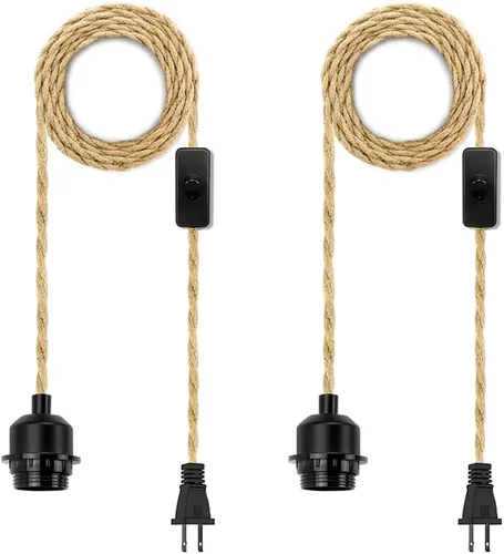 Miniatura 8 de LYOOWNG Cable de luz colgante con enchufe, luces colgantes estilo granja con cable enchufable, kit de cable de luz colgante de 15 pies de cuerda