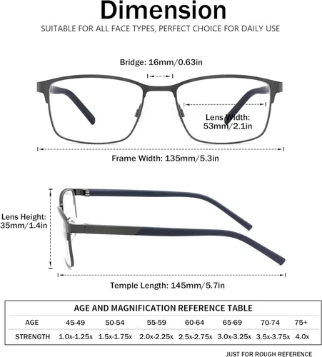 Miniatura 3 de 4 unidades de lentes de lectura para hombres, con bloqueo de luz azul, para lectores de computadora, anti rayos UV/fatiga ocular/reflejos, gafas
