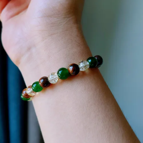 Miniatura 51 de Pulseras de triple protección con piedra de ojo de tigre de obsidiana negra con hematita para hombres y mujeres, pulsera de piedra curativa