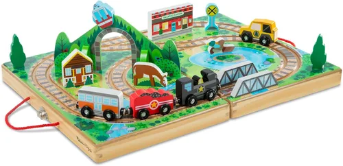 Miniatura 11 de Melissa & Doug 19 piezas de madera para llevar a lo largo de la mesa Kingdom - Carruaje, caballo, unicornio, dragón, más Reino