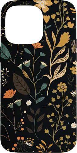 Miniatura 21 de Funda negra para iPhone 12/12 Pro con diseño floral, estética, simple, bohemio, moderno, flores botánicas