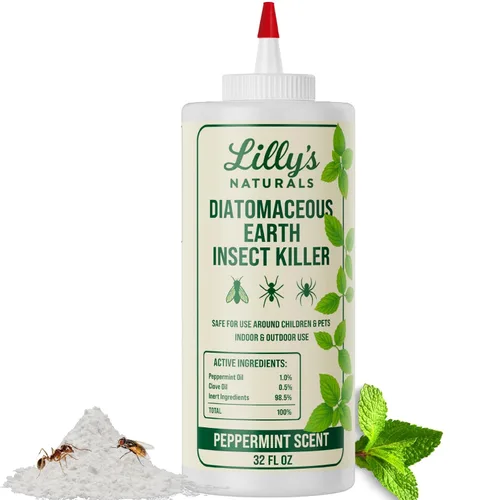 Tierra de diatomeas de grado alimenticio con aceite de menta para insectos | Polvo de control de plagas de interior para chinches, cucarachas,