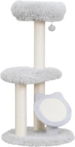 Petpals Torre para gatos de tamaño mediano con postes rascadores de sisal reemplazables, almohadilla de sisal en forma de cabeza de gato y 2 perchas
