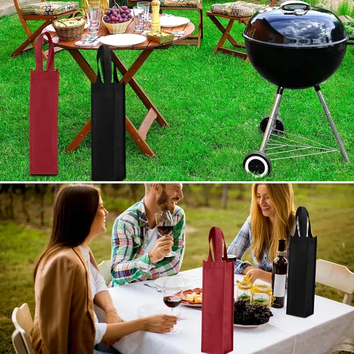Miniatura 4 de Abbylike 48 bolsas de regalo de vino coloridas a granel, bolsas de regalo de vino no tejidas, bolsas de regalo de vino reutilizables con asa