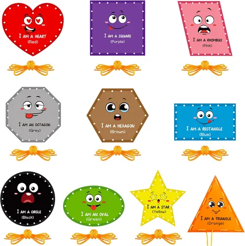 Miniatura 8 de Funrous 10 Pieces Kids Recognition Lacing Cards Thick Cardboard Educational Sewing Cards Double Sided Lacing Playing Games for Children Toddler