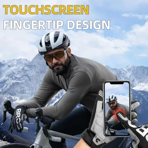 Miniatura 3 de ROCKBROS Guantes de ciclismo de invierno para pantalla táctil, guantes de bicicleta de montaña para clima frío, guantes de ciclismo para hombres