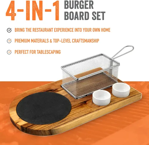 Miniatura 2 de Yukon Glory™ Juego de Servir Hamburguesas, Perfecto para Amantes de la Comida, Amantes de las Hamburguesas y Paisajes de Mesa, Incluye Tablero