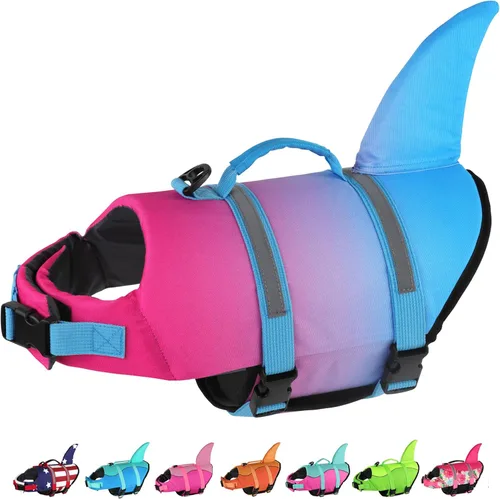 Miniatura 24 de Dogcheer Chaleco salvavidas para perros Tiburón, Chaleco salvavidas ajustable para perros para natación y navegación con flotabilidad superior y asa