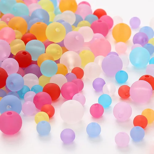 Miniatura 3 de 950 cuentas redondas acrílicas de colores, cuentas esmeriladas de colores mate, cuentas esmeriladas transparentes para hacer joyas, collares, Mate